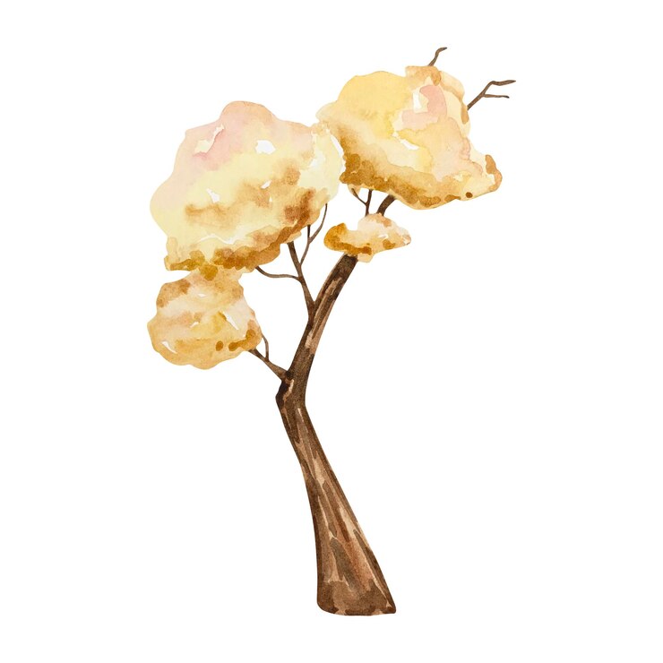 Vector watercolor illustration of autumn tree
