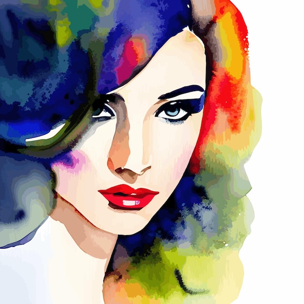 watercolor illustration of a beautiful woman's face