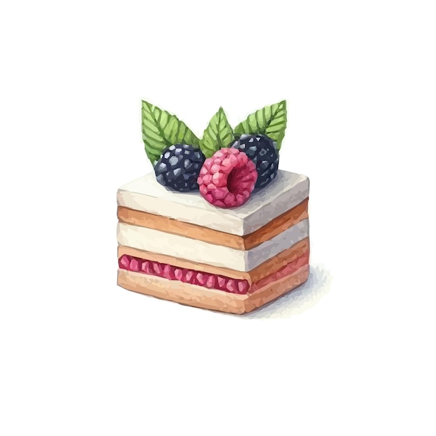 watercolor illustration of cake