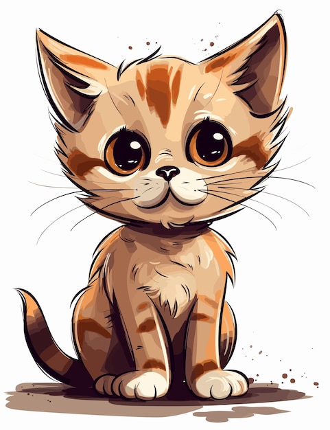 Vector watercolor illustration of cat