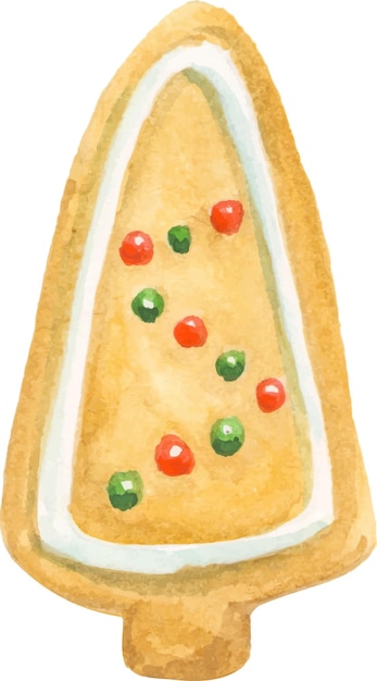 Vector watercolor illustration christmas cookies in the form of a festive tree