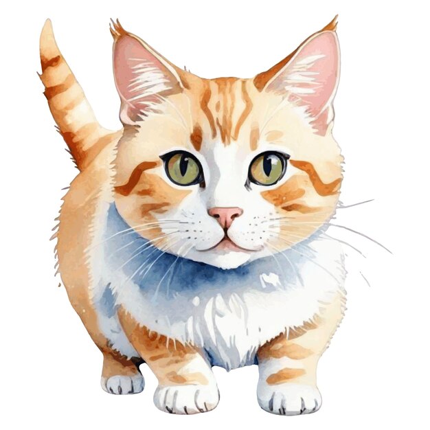 watercolor illustration of a cute cat