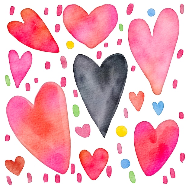 Vettore illustrazione ad acquerello di simpatici oggetti di san valentino oggetto carino disegno vettoriale varie forme di cuore
