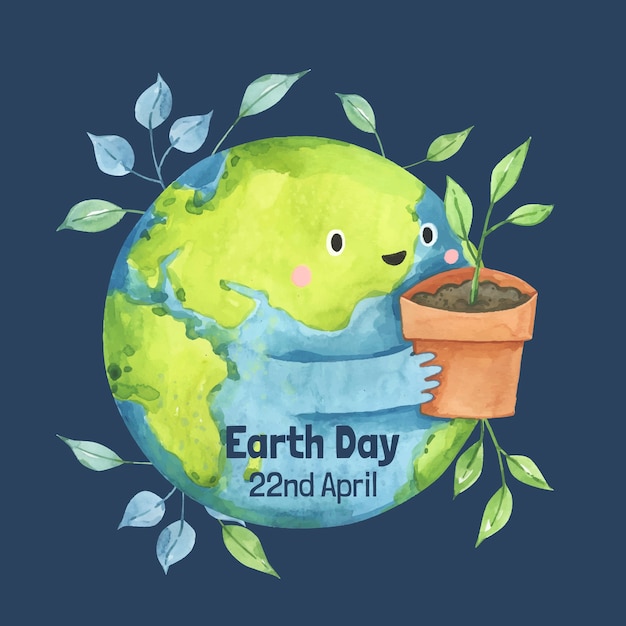 Vector watercolor illustration for earth day celebration