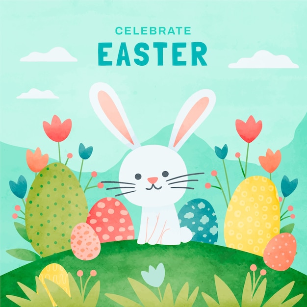 Watercolor illustration for easter celebration