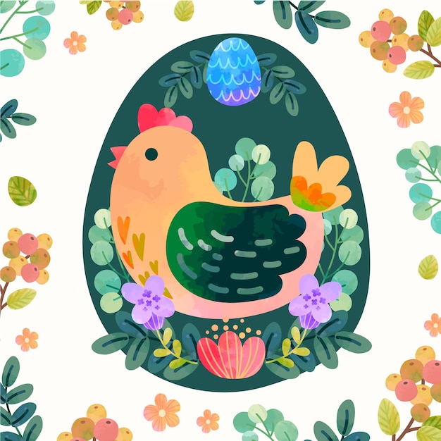 Vector watercolor illustration for easter holiday