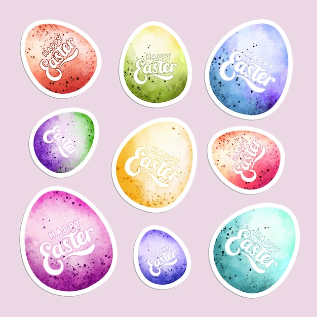 Vector watercolor illustration easter sticker theme