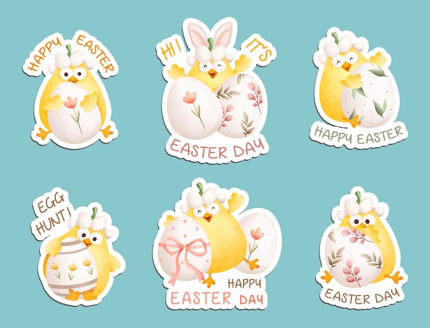 Watercolor Illustration Easter Sticker theme