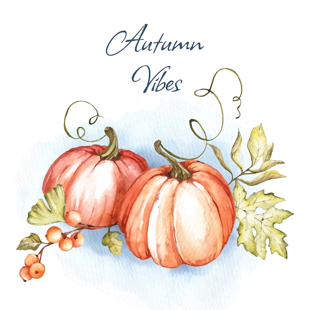 Vector watercolor illustration for fall season