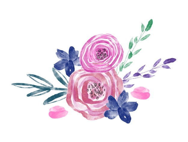 Watercolor Illustration Of Floral Wreath Isolated background