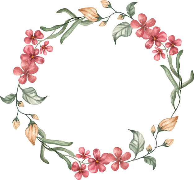 Vector watercolor illustration of a floral wreath