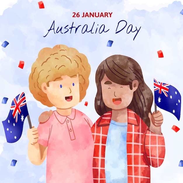 오스트레일리아 의 국가 의 날 을 위한 수채화 일러스트레이션