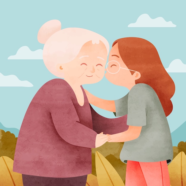 Vector watercolor illustration for grandparents day celebration