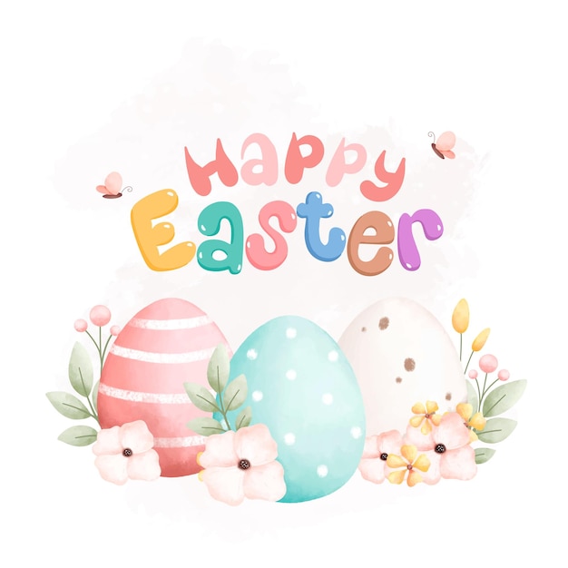 Watercolor Illustration Happy Easter background