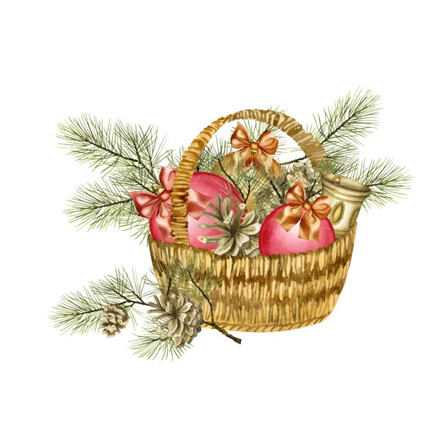 Акварельная иллюстрация праздничная композиция рождество и новый год марии пуансеттия и холли