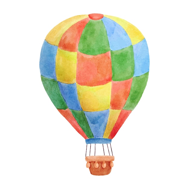 Watercolor illustration hot air balloon isolated on white background.