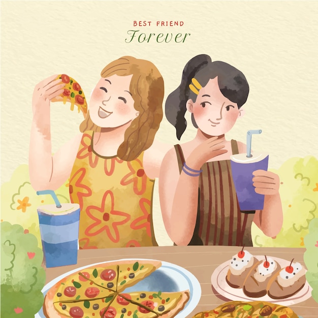 watercolor illustration for international friendship day celebration