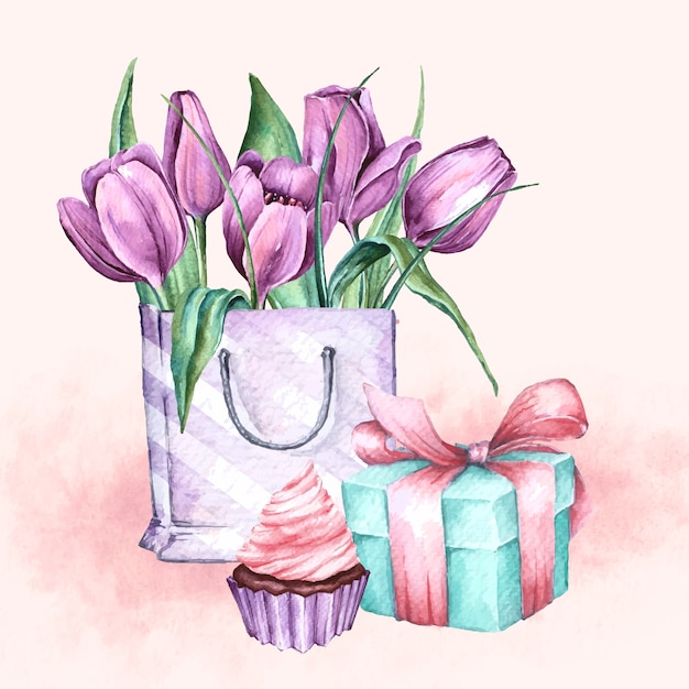 Watercolor illustration for mother's day celebration