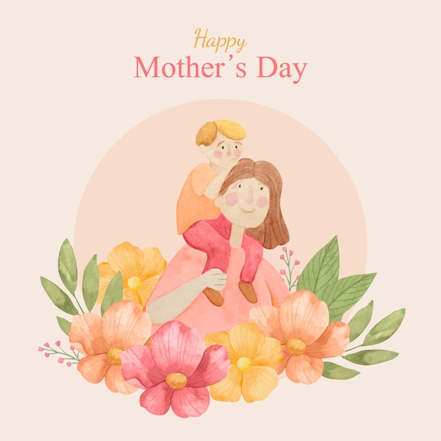 Watercolor illustration for mothers day celebration