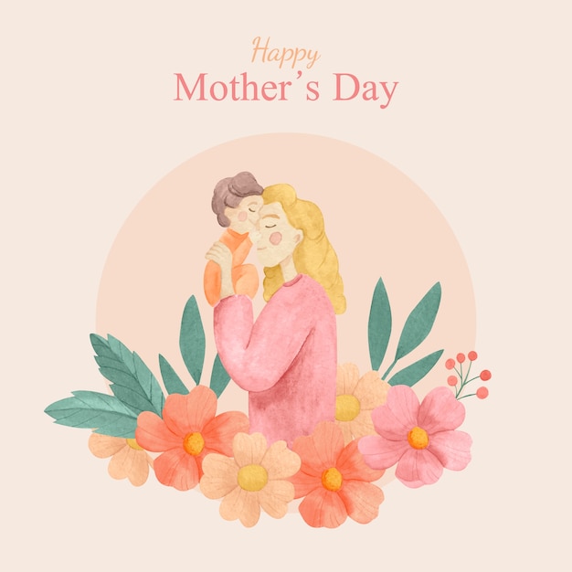 Watercolor illustration for mothers day celebration