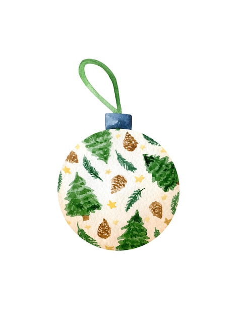 벡터 나무 장식 휴일 공에 크리스마스 또는 새해 장식의 수채화 그림