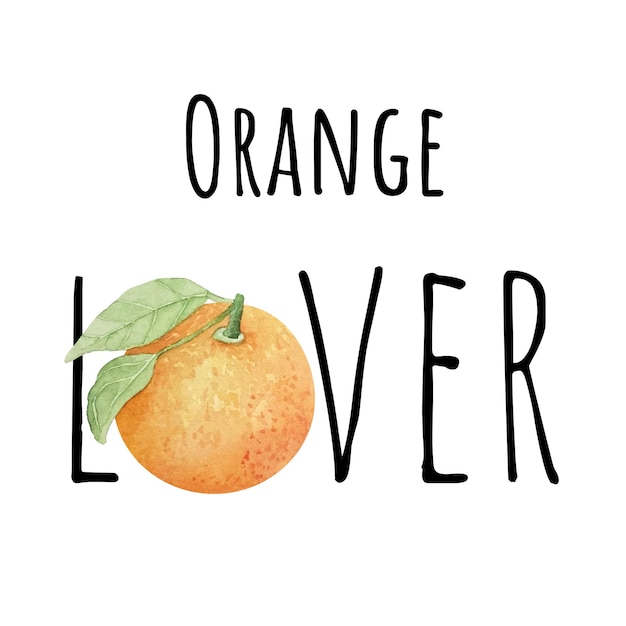 Watercolor illustration of orange Fresh raw fruit Orange lover illustration