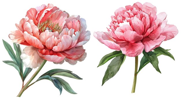 Vector watercolor illustration of a peony