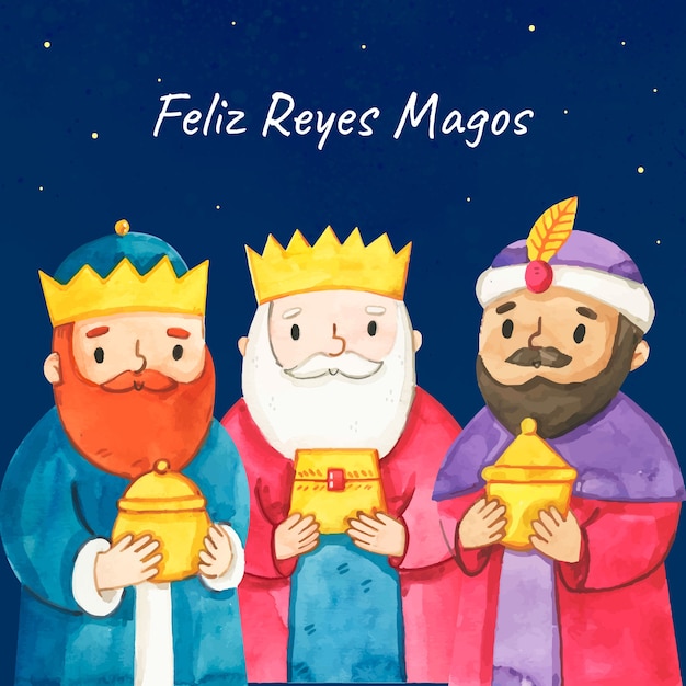 Watercolor illustration for reyes magos