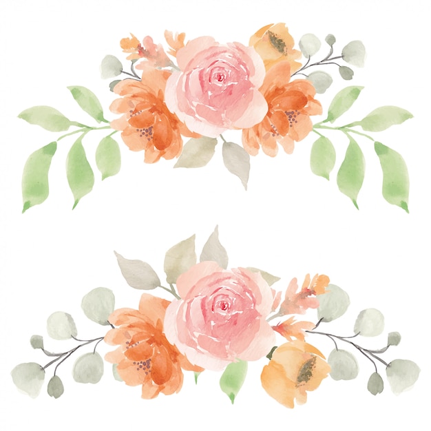 Vector watercolor illustration of rose flower decoration