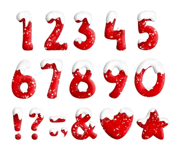 Watercolor Illustration set of Christmas Number