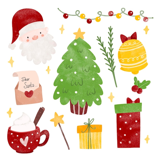 Watercolor Illustration set of Christmas ornaments