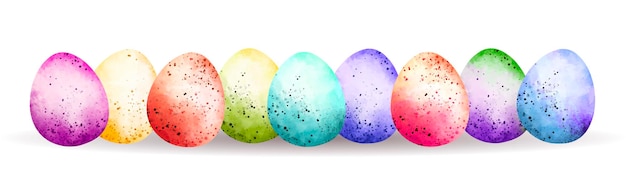 Watercolor illustration set of rainbow easter eggs