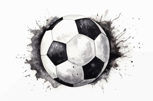 Vettore illustrazione ad acquerello di un pallone da calcio pallone da calcio su uno sfondo bianco isolato