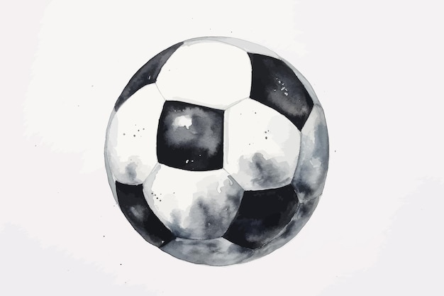 Vettore illustrazione ad acquerello di un pallone da calcio pallone da calcio su uno sfondo bianco isolato