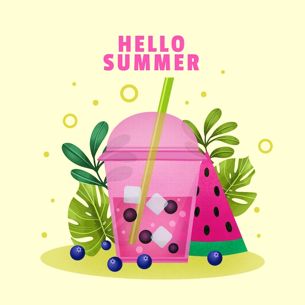 Vector watercolor illustration for summertime