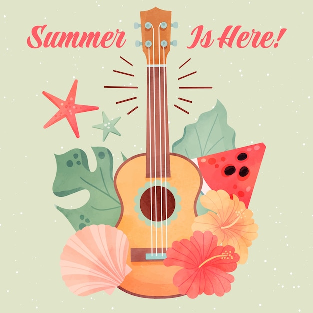 Vector watercolor illustration for summertime