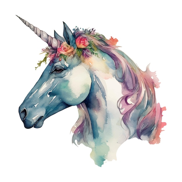 Vector watercolor illustration of a unicorn ai generated