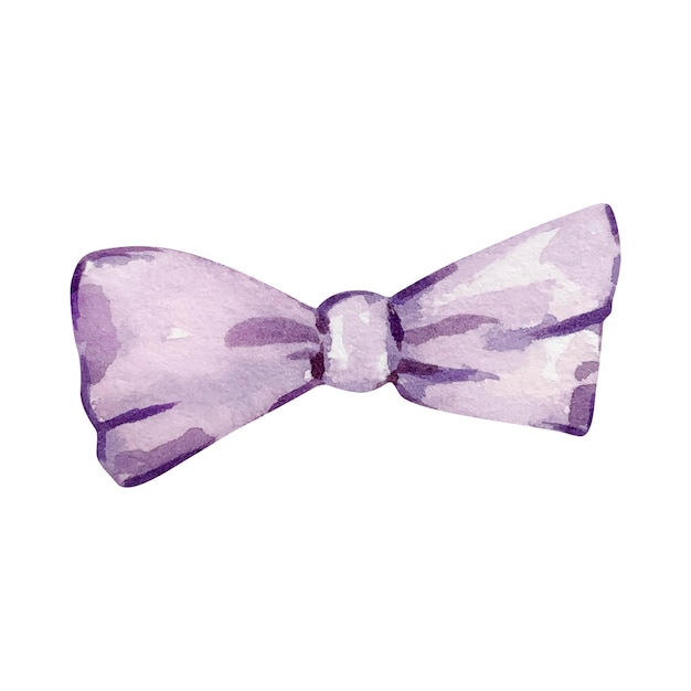 Vector watercolor illustration valentine's day, purple bow