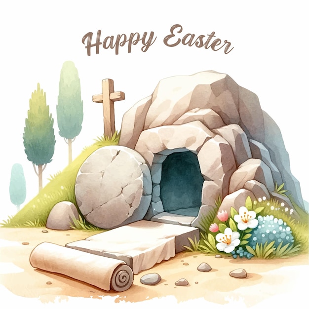 Vector watercolor illustration vector of easter jesus christ