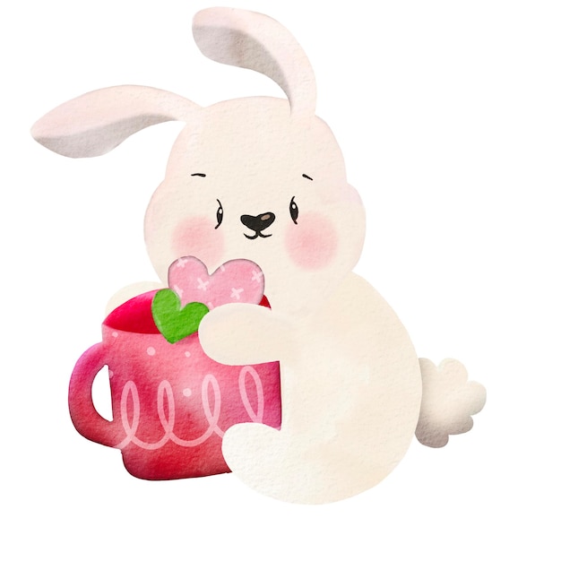 Vettore illustrazione dell'acquerello dell'illustrazione del disegno a mano di coniglio molto carino