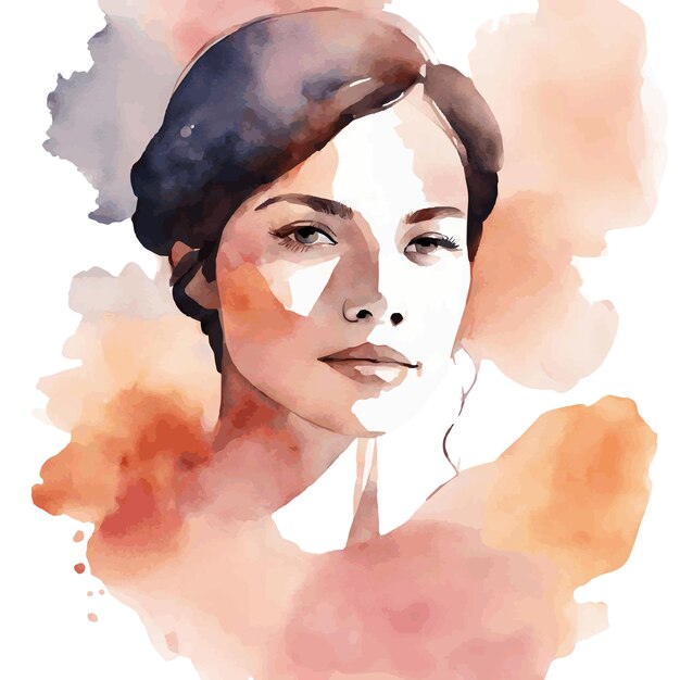 Vector watercolor illustration of a woman