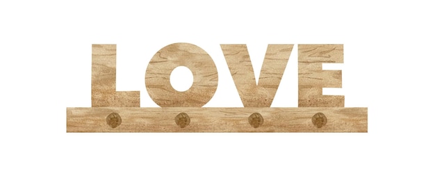 Watercolor illustration of wooden love coat hanger for four members family print