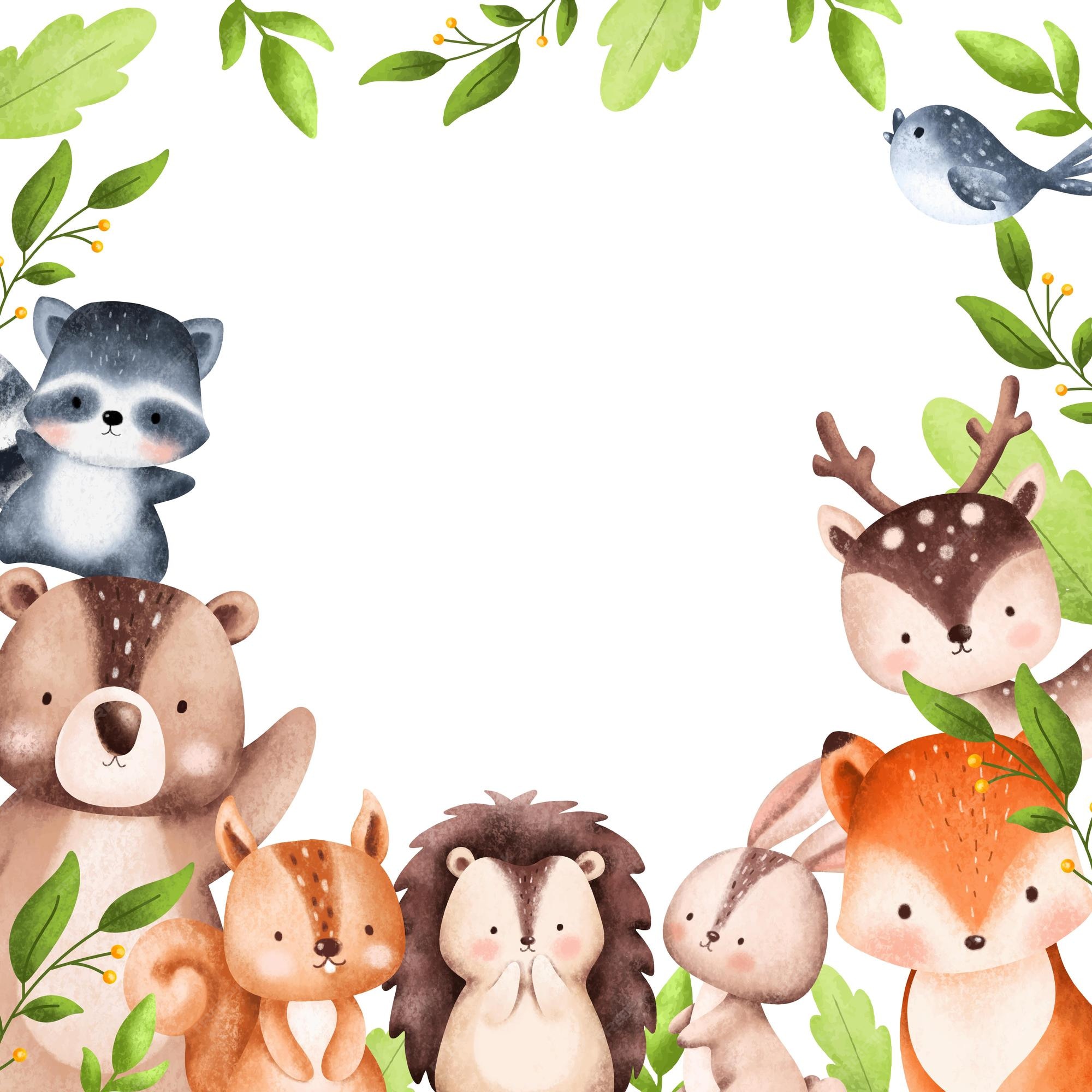 Premium Vector | Watercolor illustration woodland animal frame