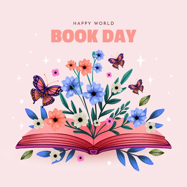 Vector watercolor illustration for world book day celebration