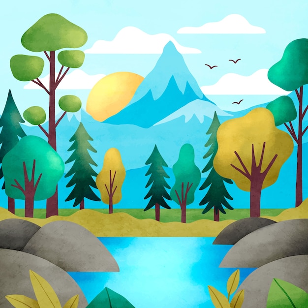 Vector watercolor illustration for world environment day celebration