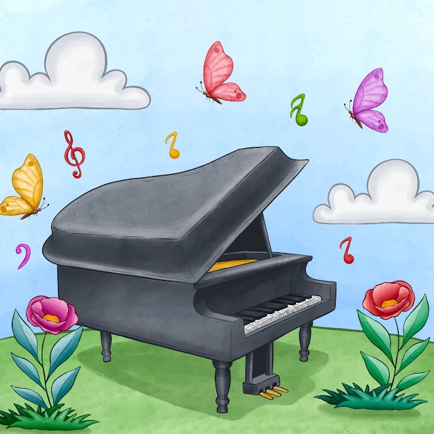 Watercolor illustration for world music day celebration