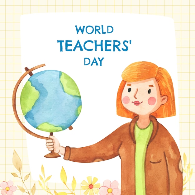 watercolor illustration for world teacher's day celebration