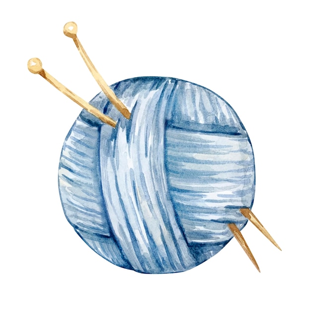 watercolor drawing. a ball of wool and knitting needles. needlework vintage  illustration. 25424213 Vector Art at Vecteezy, Knitting Needles