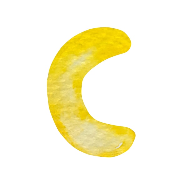 Watercolor illustration yellow letter C