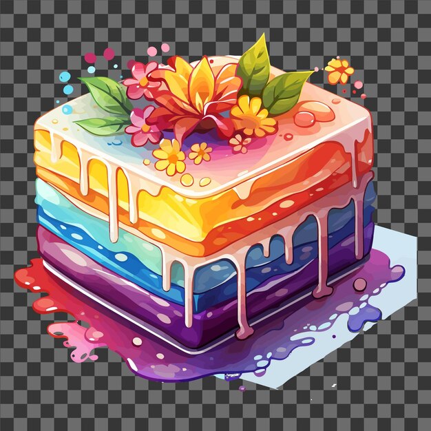 Vector watercolor of indonesian kue lapis legit rainbow cake indonesian cake mult vector clipart eps art